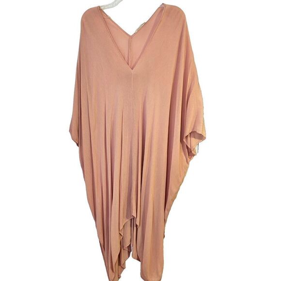Cookies Womens Peach V-Neck Rayon Asymmetric Poncho Style Maxi Dress Size Medium - Picture 1 of 6
